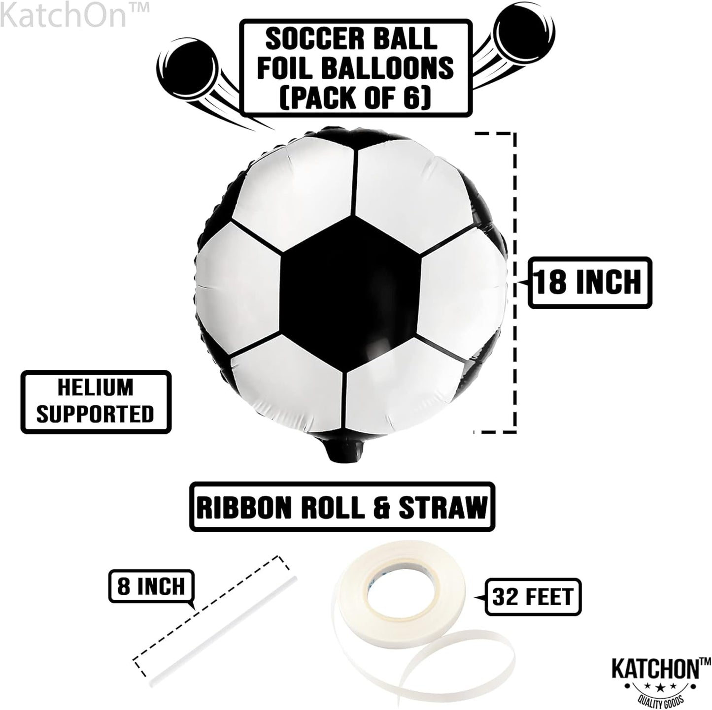 6 Pieces, 18 Inch Soccer Balloons - Soccer Party Decorations | Soccer Birthday Party Supplies | Soccer Birthday Balloons for Soccer Party Decorations | Soccer Ball Balloons for Gender Reveal Decor