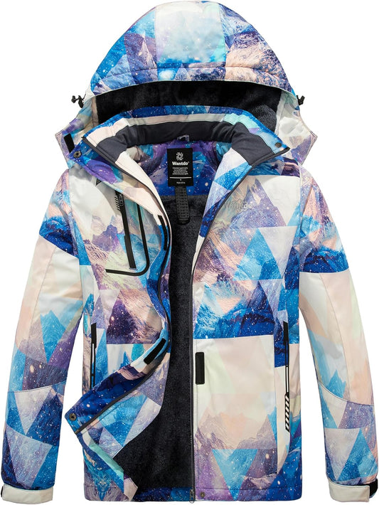 Women'S Mountain Waterproof Ski Jacket Windproof Rain Jacket Winter Warm Hooded Coat